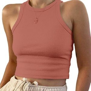 MISSACTIVER Women Basic Sleeveless Crop Tank - Rosybeige